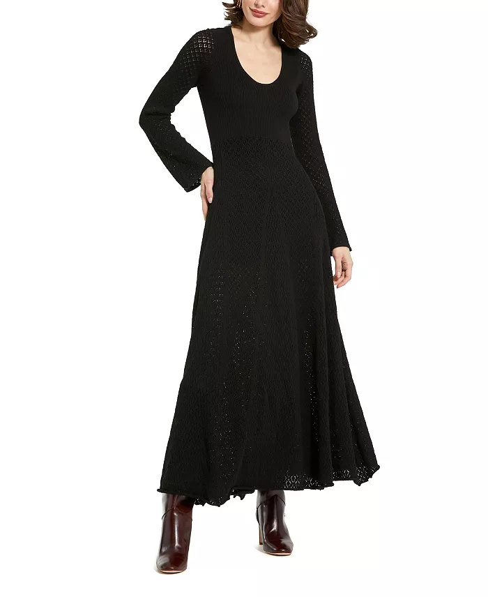 Scoop Neck Long Sleeve Knit Maxi Dress